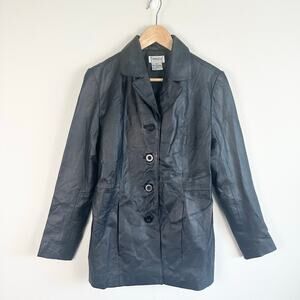 Vintage Tribeca Studio Black Leather Blazer Jacket Women’s Small 90s Minimalist